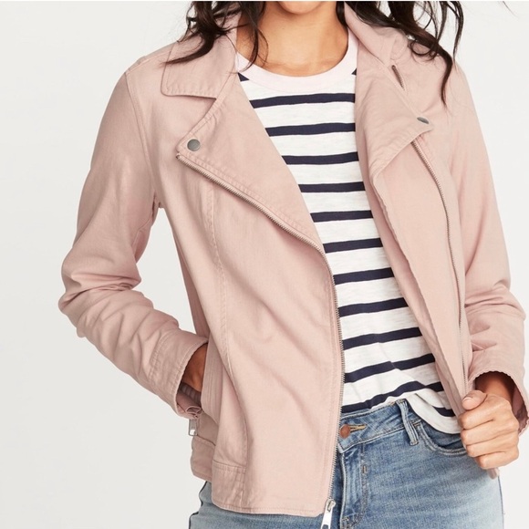 Pink Old Navy twill moto jacket NWOT - Picture 1 of 6
